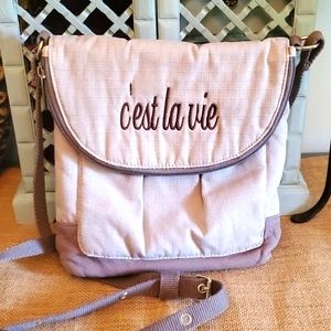 French "C'est la vie" Cotton Crossbody bag